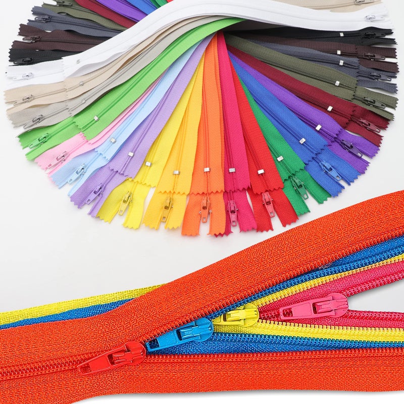 YAKA 80pcs 7 Inches 9 Inches 12 Inches 16 Inches Mixed Nylon Coil Zippers Colorful Sewing Zippers for Tailor Sewing Crafts, 20 Colors - Image 4